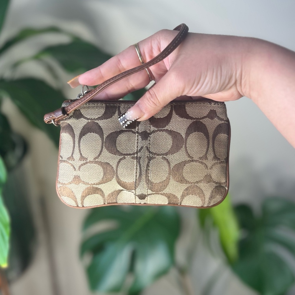 Coach Brown Signature Wristlet